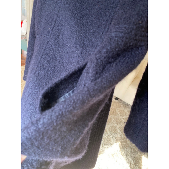 Guess Los Angeles Wool Coat Navy Asymmetrical Zip Quiet Luxury Cottagecore Trend - Picture 16 of 16